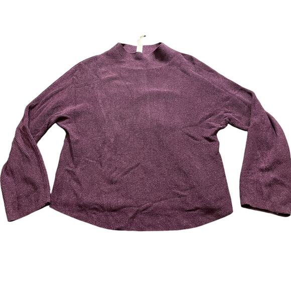 lululemon athletica Tops - Lululemon Women Ribbed Knit Boxy Cotton-Blend Mock Neck Sweater Purple Size XS/S